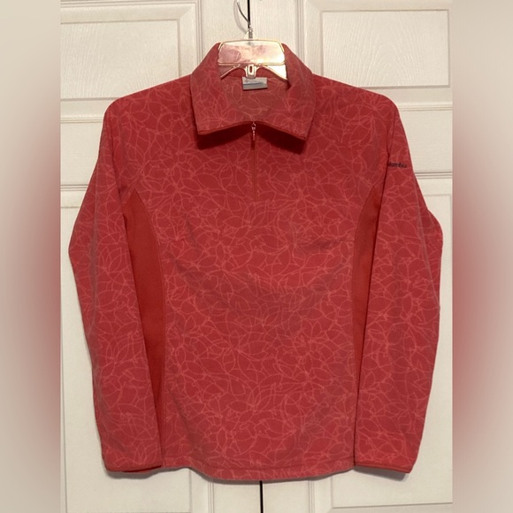 Columbia women’s‎ long sleeve 1/2 zip up pullover size Medium coral pink fleece - Picture 1 of 9